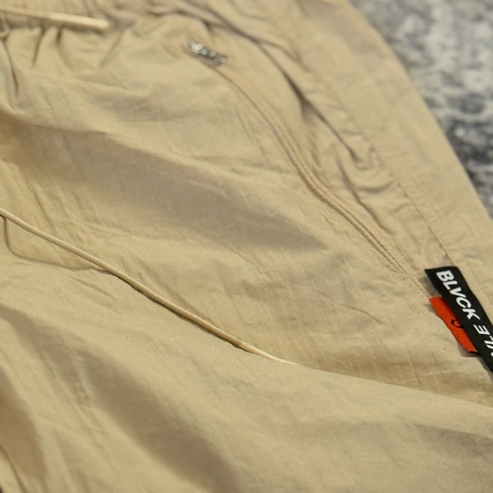 Black Scale Beige Joggers with Zipper Details